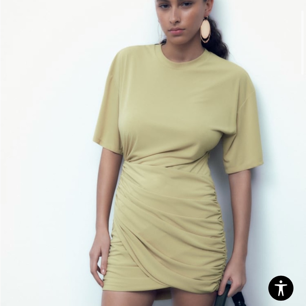 Zara mustard draped dress